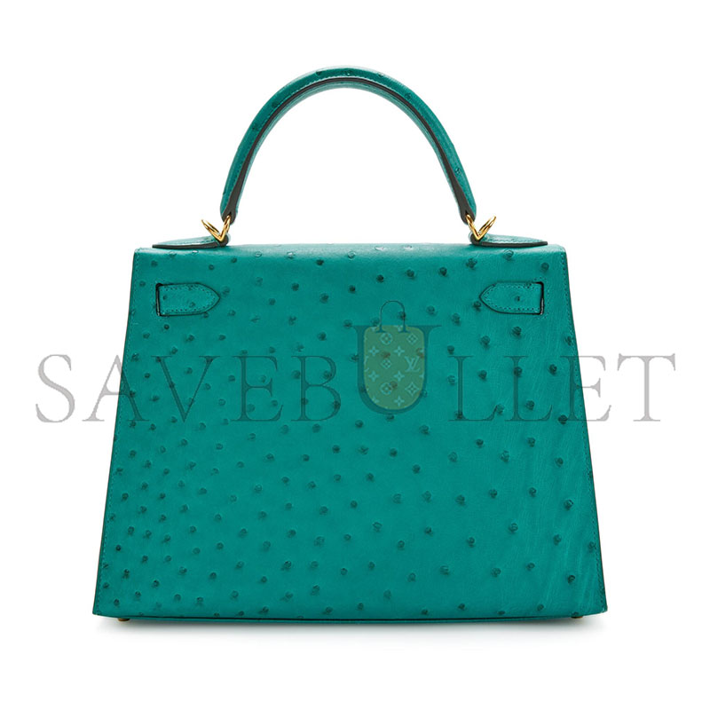HERMÈS MASTER VERT VERONE OSTRICH KELLY SELLIER 25 GOLD HARDWARE (25*17*7cm)